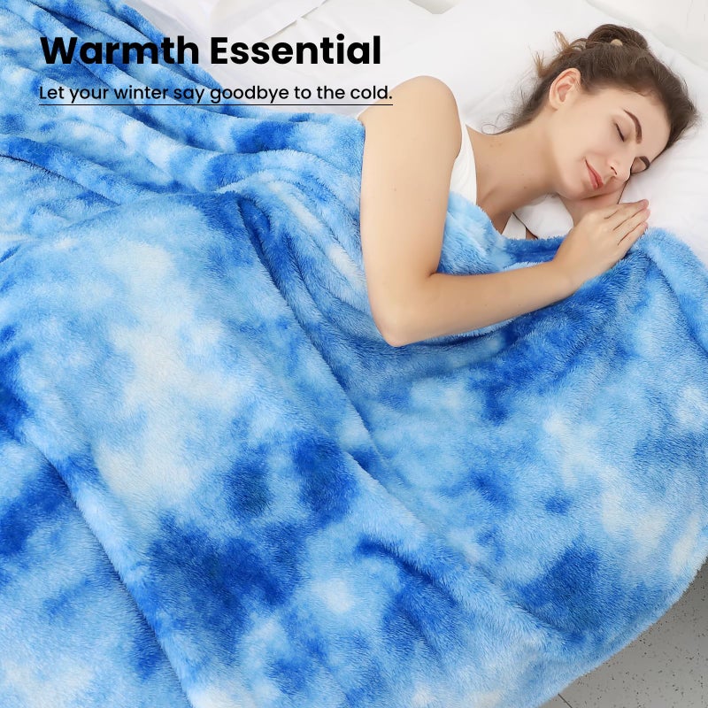obinsm Fleece Throw Blanket Cozy Soft Lightweight Throw Blankets Warm Plush Blue Fall Blankets and Throws Couch Sofa Bed Camping Travel Picnic Outdoor Blanket Bedding Kid Baby Boys Girls Adults 60x80 in - Image 4